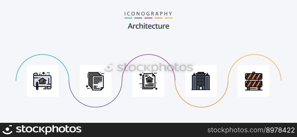 Architecture Line Filled Flat 5 Icon Pack Including building. resort. file. program algorithm. data architecture