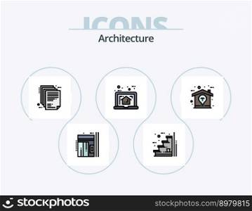 Architecture Line Filled Icon Pack 5 Icon Design. tools. document. plan. blueprint. tools