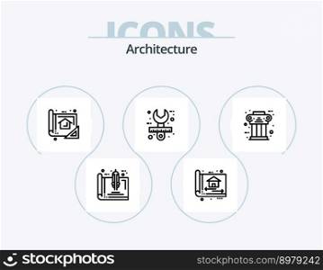 Architecture Line Icon Pack 5 Icon Design. construction. architect. roller brush. blue print. construction