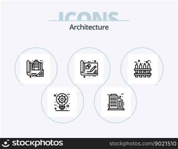 Architecture Line Icon Pack 5 Icon Design. skyscraper. building. power. plan. estate