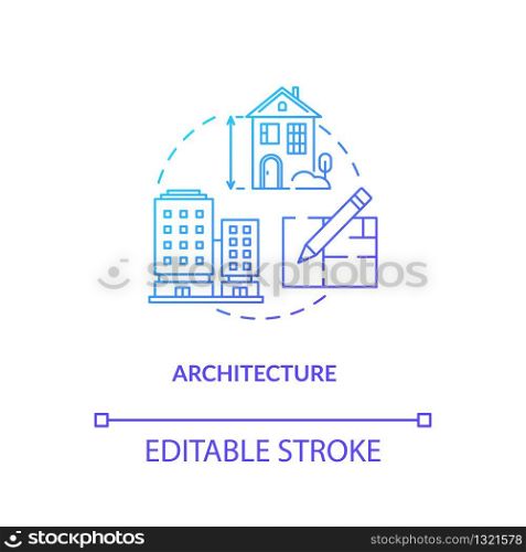 Architecture, urban construction concept icon. Building creation planning idea thin line illustration. Paperwork, engineering, architectural plan. Vector isolated outline RGB color drawing