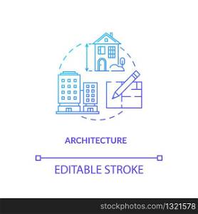 Architecture, urban construction concept icon. Building creation planning idea thin line illustration. Paperwork, engineering, architectural plan. Vector isolated outline RGB color drawing