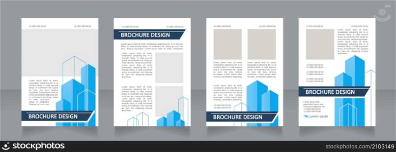 Architecture white blank brochure design. Planning office buildings. Template set with copy space for text. Premade corporate reports collection. Editable 4 paper pages. Calibri, Arial fonts used. Architecture white blank brochure design