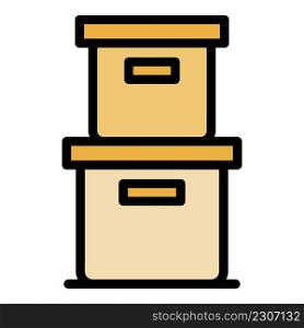 Archive boxes icon. Outline archive boxes vector icon color flat isolated. Archive boxes icon color outline vector