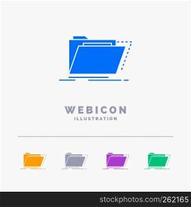 Archive, catalog, directory, files, folder 5 Color Glyph Web Icon Template isolated on white. Vector illustration