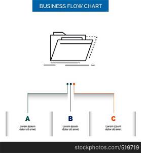 Archive, catalog, directory, files, folder Business Flow Chart Design with 3 Steps. Line Icon For Presentation Background Template Place for text. Vector EPS10 Abstract Template background