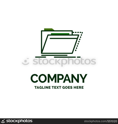 Archive, catalog, directory, files, folder Flat Business Logo template. Creative Green Brand Name Design.