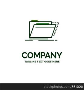Archive, catalog, directory, files, folder Flat Business Logo template. Creative Green Brand Name Design.