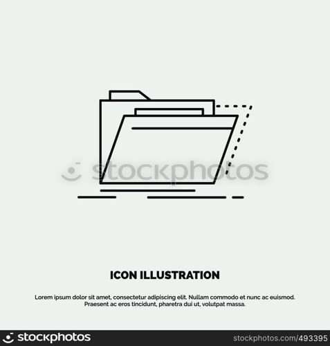 Archive, catalog, directory, files, folder Icon. Line vector gray symbol for UI and UX, website or mobile application. Vector EPS10 Abstract Template background