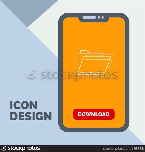 Archive, catalog, directory, files, folder Line Icon in Mobile for Download Page. Vector EPS10 Abstract Template background