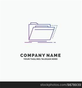 Archive, catalog, directory, files, folder Purple Business Logo Template. Place for Tagline. Vector EPS10 Abstract Template background
