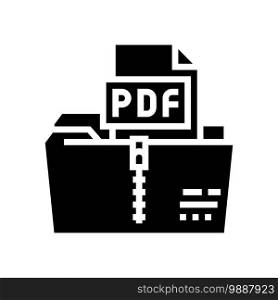 archiving pdf file glyph icon vector. archiving pdf file sign. isolated contour symbol black illustration. archiving pdf file glyph icon vector illustration