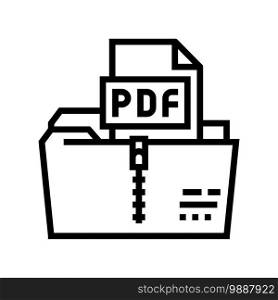 archiving pdf file line icon vector. archiving pdf file sign. isolated contour symbol black illustration. archiving pdf file line icon vector illustration