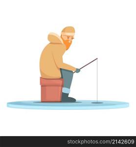Arctic ice fishing icon cartoon vector. Fisher catch. Winter fish. Arctic ice fishing icon cartoon vector. Fisher catch