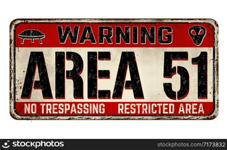 Area 51 vintage rusty metal sign on a white background, vector illustration