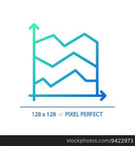 Area chart gradient linear vector icon. Revenue management. Temperature change. Data presentation. Infographic element. Thin line color symbol. Modern style pictogram. Vector isolated outline drawing. Area chart gradient linear vector icon