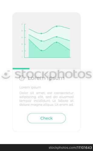 Areas chart UI element template. Editable isolated vector dashboard component. Flat user interface. Visual data presentation. Web design widget for mobile application with light theme. Areas chart UI element template