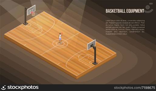 Arena basketball concept banner. Isometric illustration of arena basketball vector concept banner for web design. Arena basketball concept banner, isometric style
