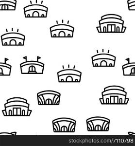 Arena Buildings Seamless Pattern Vector Contour Illustration. Arena Buildings Seamless Pattern Vector