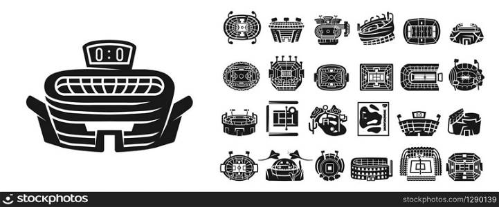 Arena icons set. Simple set of arena vector icons for web design on white background. Arena icons set, simple style