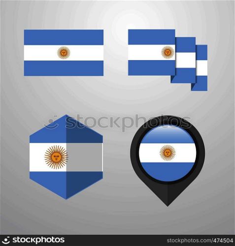 Argentina flag design set vector