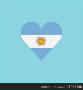 Argentina flag icon in a heart shape in flat design. Independence day or National day holiday concept.