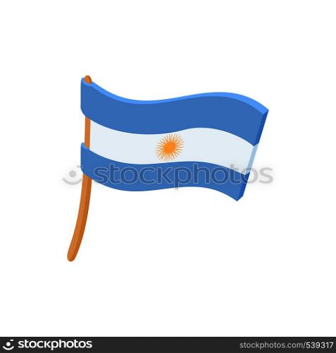 Argentina flag icon in cartoon style on a white background. Argentina flag icon, cartoon style