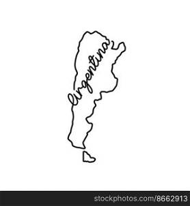 Argentina outline map with the handwritten country name. Continuous line drawing of patriotic home sign. A love for a small homeland. T-shirt print idea. Vector illustration.. Argentina outline map with the handwritten country name. Continuous line drawing of patriotic home sign