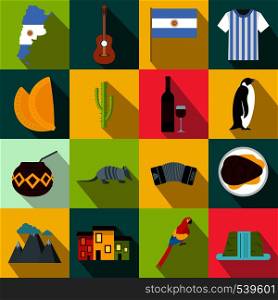 Argentina set icons in flat style for any design. Argentina set icons
