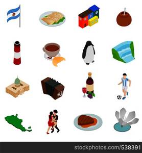 Argentina set icons in isometric 3d style isolated on white background. Argentina set icons