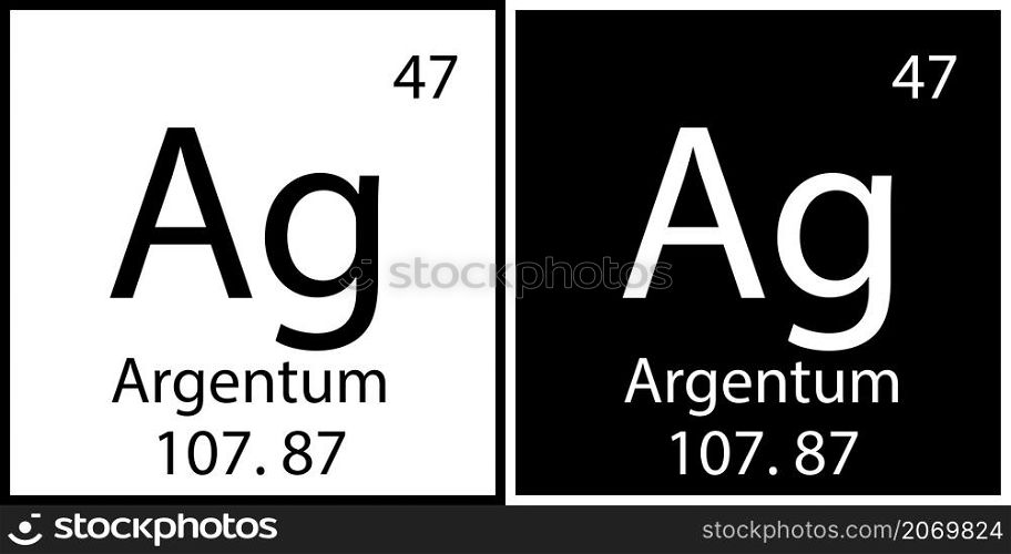 Argentum icon. Mendeleev table element. Chemical sign. White and black squares. Vector illustration. Stock image. EPS 10.. Argentum icon. Mendeleev table element. Chemical sign. White and black squares. Vector illustration. Stock image.