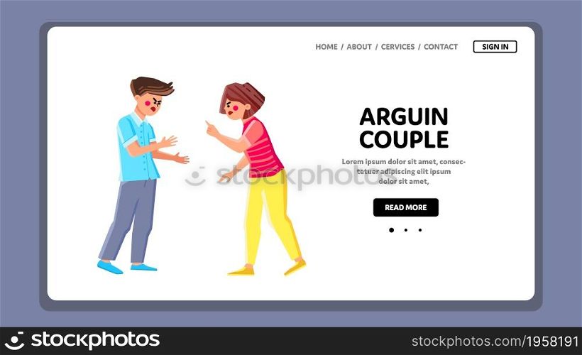 Arguing Couple Boyfriend And Girlfriend Vector. Arguing Couple Husband And Wife, Family And Relationship Problem. Characters Man And Woman Conflict And Dispute Web Flat Cartoon Illustration. Arguing Couple Boyfriend And Girlfriend Vector