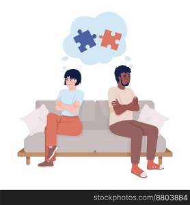 Arguing couple semi flat color vector characters. Editable figure. Full body people on white. Relationship problems. Ignoring simple cartoon style illustration for web graphic design and animation. Arguing couple semi flat color vector characters