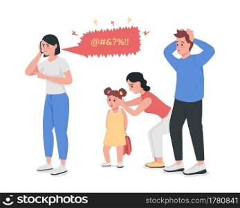 Arguing people semi flat color vector characters. Posing figures. Full body people on white. Anger management issues isolated modern cartoon style illustration for graphic design and animation. Arguing people semi flat color vector characters
