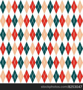 Argyle seamless Christmas pattern - made of red, green and beige diamonds with striped intersection. Made in the traditional Scandinavian style of hand drawing. Used as a print for fabric, wrapping paper.. Argyle seamless Christmas pattern - made of red, green and beige diamonds with striped intersection. Made in the traditional Scandinavian style of hand drawing. Used as a print for fabric, wrapping paper, wallpaper and decor.