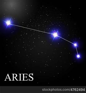 Aries Zodiac Sign with Beautiful Bright Stars on the Background of Cosmic Sky Vector Illustration EPS10. Aries Zodiac Sign with Beautiful Bright Stars on the Background