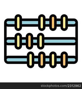 Arithmetic abacus icon. Outline arithmetic abacus vector icon color flat isolated. Arithmetic abacus icon color outline vector
