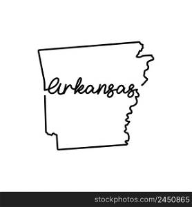 Arkansas US state outline map with the handwritten state name. Continuous line drawing of patriotic home sign. A love for a small homeland. T-shirt print idea. Vector illustration.. Arkansas US state outline map with the handwritten state name. Continuous line drawing of patriotic home sign