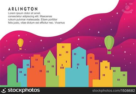 Arlington Texas City Building Cityscape Skyline Dynamic Background Illustration