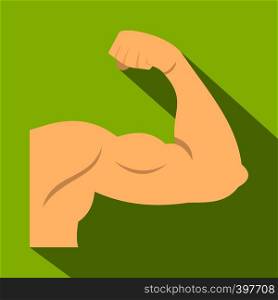 Arm showing biceps muscle icon. Flat illustration of arm showing biceps muscle vector icon for web. Arm showing biceps muscle icon, flat style