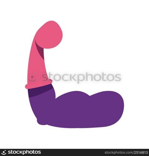 Arm showing strength with biceps semi flat color vector object. Workout. Full sized item on white. Training technique. Simple cartoon style illustration for web graphic design and animation. Arm showing strength with biceps semi flat color vector object