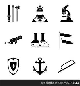 Armament icons set. Simple set of 9 armament icons for web isolated on white background. Armament icons set, simple style