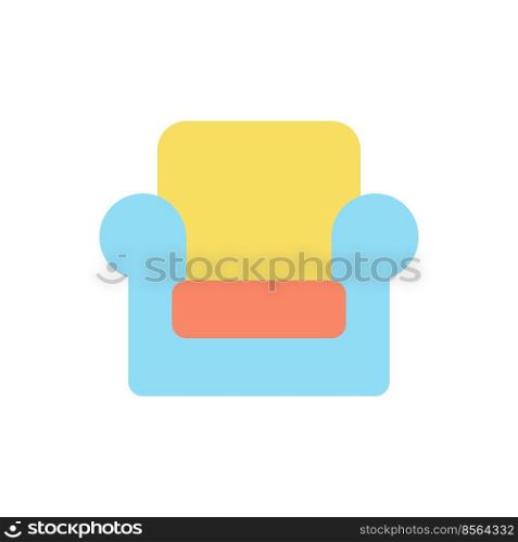 Armchair flat color ui icon. Selling furniture online. E commerce site. Retail store. Home accessories. Simple filled element for mobile app. Colorful solid pictogram. Vector isolated RGB illustration. Armchair flat color ui icon