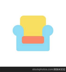 Armchair flat color ui icon. Selling furniture online. E commerce site. Retail store. Home accessories. Simple filled element for mobile app. Colorful solid pictogram. Vector isolated RGB illustration. Armchair flat color ui icon