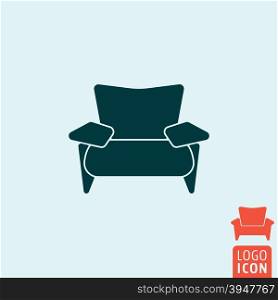 Armchair icon. Armchair logo. Armchair symbol. Lounge zone icon isolated, recreation symbol minimal design. Vector illustration