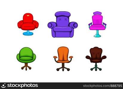 Armchair icon set. Cartoon set of armchair vector icons for your web design isolated on white background. Armchair icon set, cartoon style