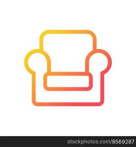 Armchair pixel perfect gradient linear ui icon. Selling furniture online. E commerce site. Retail store. Line color user interface symbol. Modern style pictogram. Vector isolated outline illustration. Armchair pixel perfect gradient linear ui icon