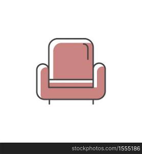 Armchair RGB color icon. Comfortable chair for house interior. Living room furniture for relaxation. Seat for lounge. Apartment amenities, furnishing for home. Isolated vector illustration. Armchair RGB color icon