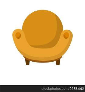 Armchair. Soft furniture. Cartoon flat illustration. Element of interior. Place for relax and rest. brown chair. Armchair. Soft furniture. Cartoon flat illustration