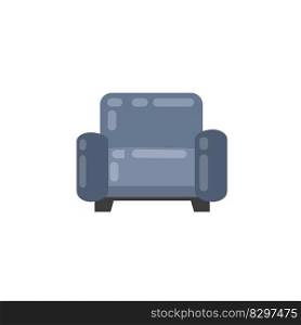 Armchair. Soft furniture. Grey blue chair. Cartoon flat illustration. E≤ment of∫erior. Place for relax and rest.. Armchair. Soft furniture. Grey blue chair.